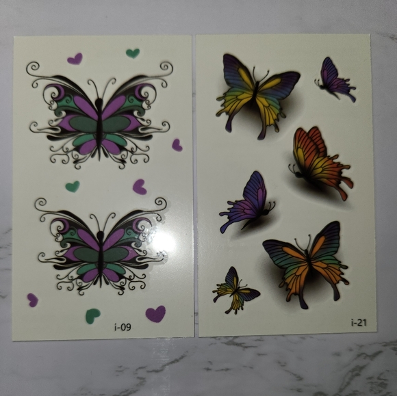 Temporary Tattoos Waterproof Butterfly Floral Art Designs 10 Sheets - Picture 2 of 9